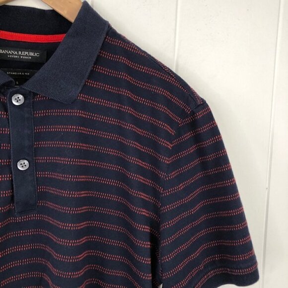 Banana Republic Men's Blue & Red Striped Polo Shirt Large - Picture 5 of 8